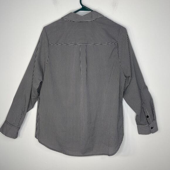 Apt 9 blouse button down up shirt women's size XL 0x black white stripe light wt - Picture 11 of 14